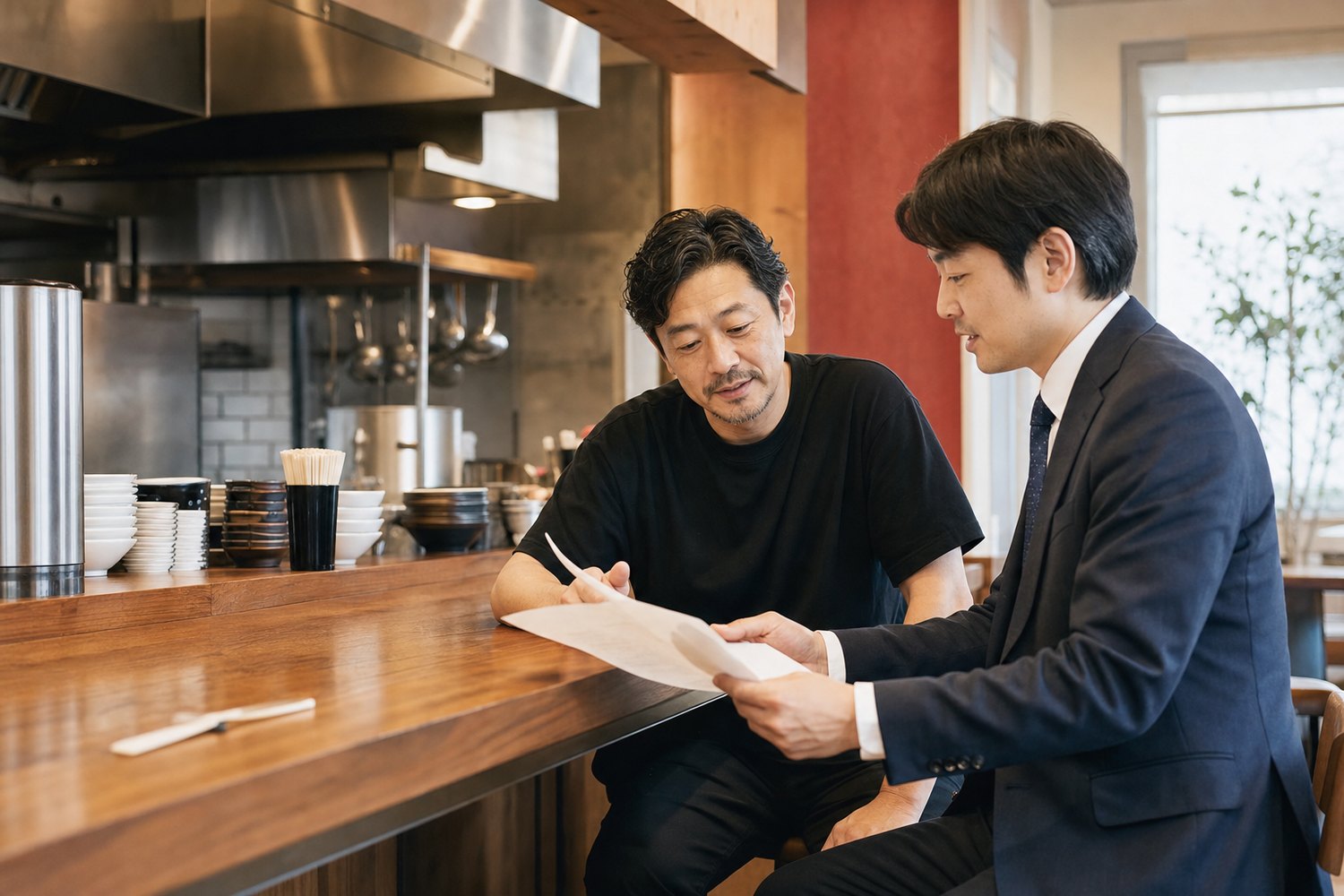 ラーメン店M&Aの匿名相談を行う打ち合わせ風景