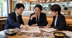スシローによる京樽買収事例の店舗網と承継項目を分析するイメージ